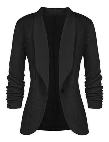 Campera De Mujer Mangas Plisadas Elegante Oficina Blazer