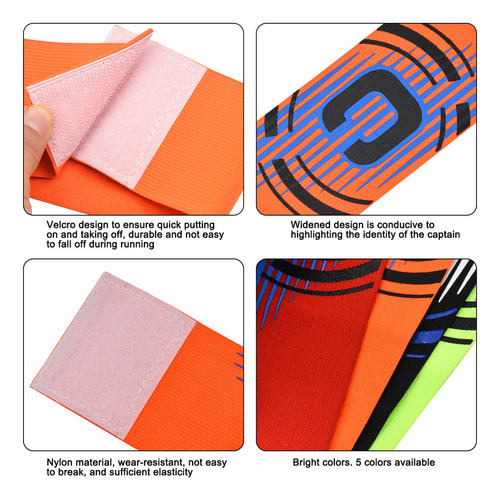 Bandas De Capitán Elásticas Para Fútbol, Rugby, 5 Uds
