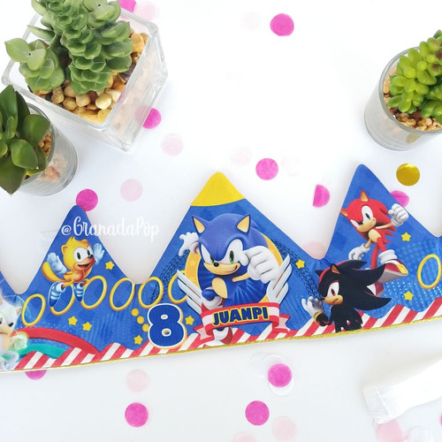 Corona De Cumpleaños De Sonic Grabada Pop 