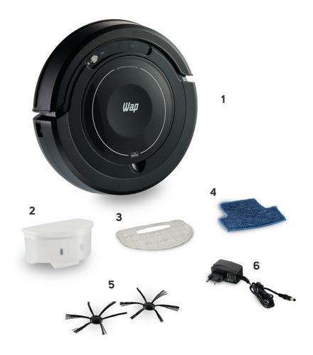 Aspirador De Pó Robô 3 Em 1 Robot W100 Preto Wap Bivolt 110V/220V