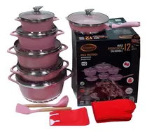 Comprar Set De Ollas Antibacteriales Valeska 12 Pcs Roca Volcanica