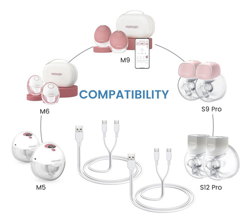 Cargador De 2 Unids Para Extractor De Leche Momcozy M5 Con C