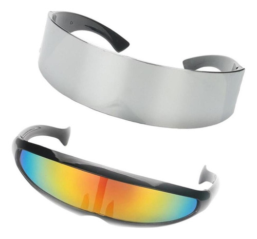 2 Piezas Gafas De Sol Estrecho Metalizado Futurista Soldado
