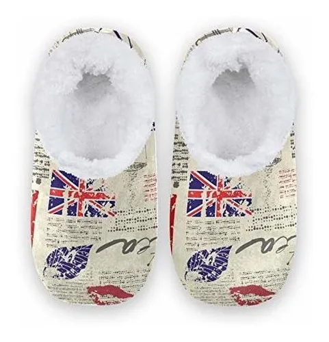 Pantuflas Escocesas Mujer Retro Con Forro Polar
