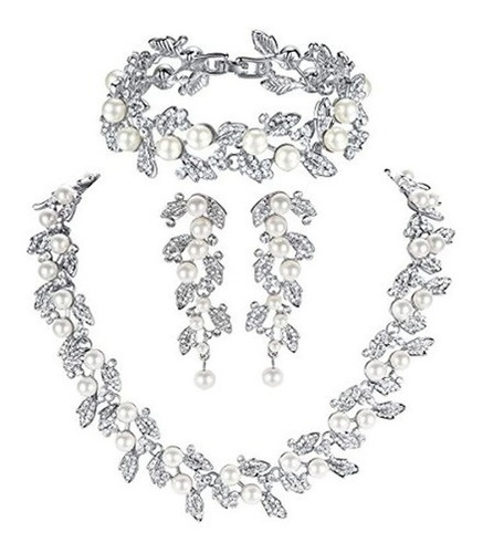 Mecesh Juego De Joyeria De Novia Collar De Cristal Para Bod