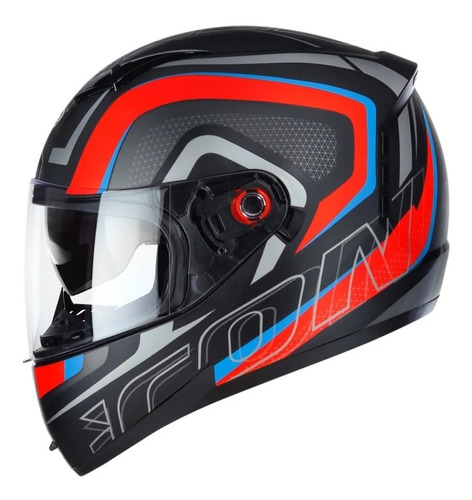 Capacete Peels Icon Silverstone Fosco Preto Vermelho E Azul