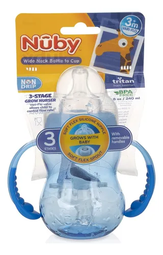 Nuby Botella Tritan 3 Etapas, Grow With Me, Sin Derrames
