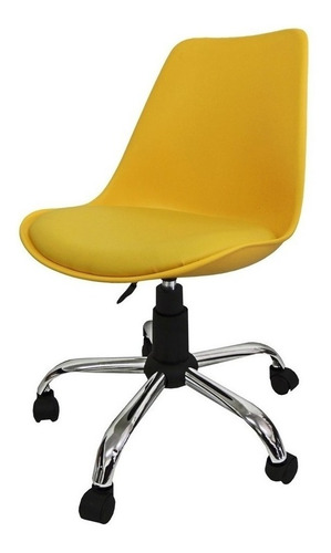 Cadeira de escritório Pelegrin PEL-C032A  amarela com estofado de couro p.u.