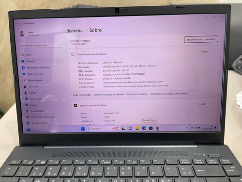 Notebook Vaiofe14 Coretm I7 10oth/ 8gb / Ssd 256/full Hd Cinza (Usado)