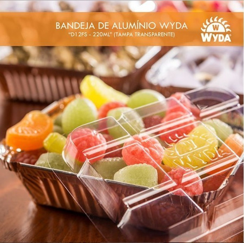 100un Marmitinha 220ml Alumínio Tampa Plástica Embalagem D12
