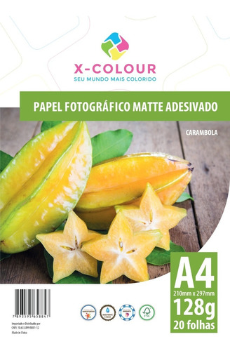 Imagem 1 de 1 de Papel Foto Matte Adesivo A4 128g/m2 100 Folhas X-colour
