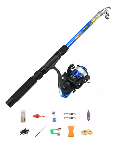 Caña De Pescar Y Carrete Combo Full Kit Telescópica Pesca