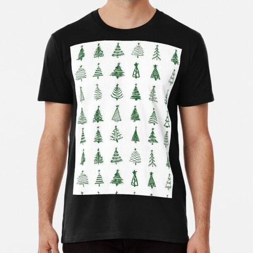Remera T-shirt,art,christmas Tree,white,green. Algodon Premi