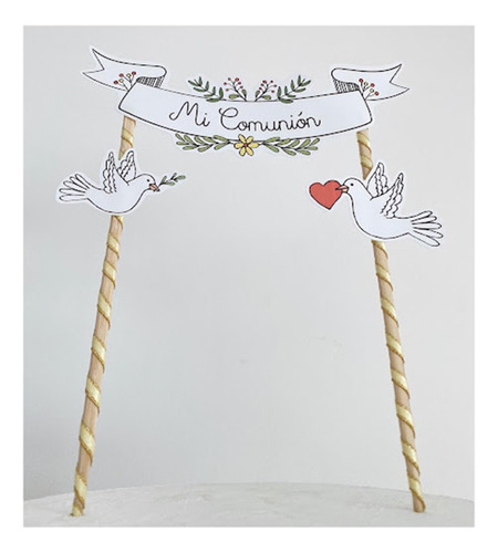 Topper Pincho Adorno Torta Mi Primera Comunion Palomas