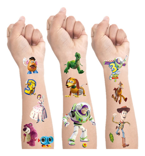 8 Hojas De Calcomanias Temporales De Tatuajes Para Toy Story