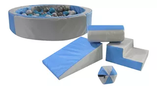 Alberca D Pelotas + Kit Estimulación Temprana Azul Perla