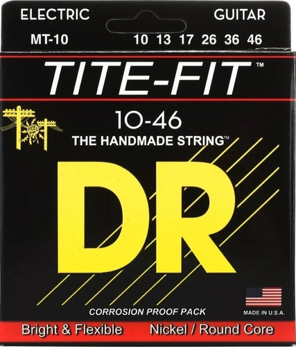 Cuerda de guitarra 010 Dr Strings, Tite Fit, Mt10