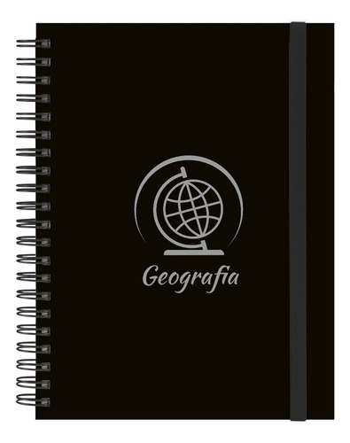 Caderno Universitário Plus Profissões Preto Prata 240 Folhas Cor Geografia