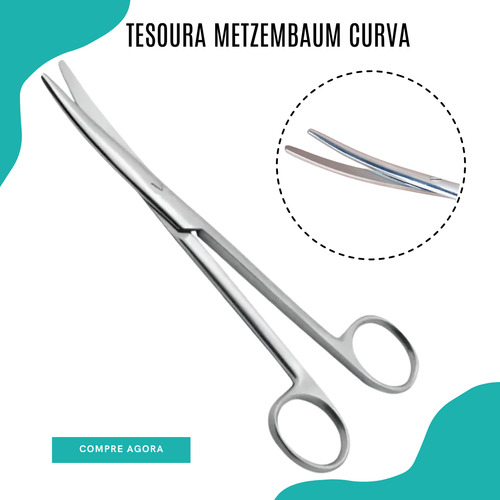 Tesoura Metzenbaum Curva Dissecaçao Estagio Sutura Aço Inox