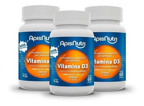 Kit 3 - Suplemento De Vitamina D3 - 60 Capsulas - Dna Verde Sabor 60 Cápsulas