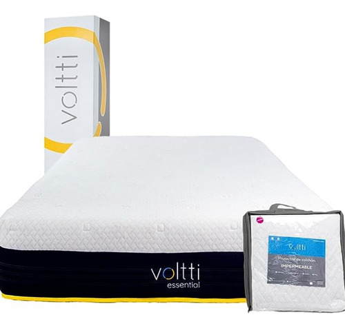 Voltti Colchón Queen Híbrido + Protector Impermeable | 26 Cm Blanco
