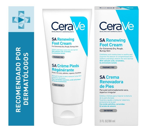 Imagen 1 de 12 de Crema Renovadora Hidratante Para Pies Cerave 88ml