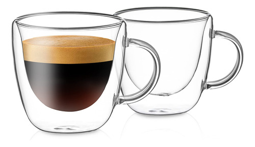 Tazas De Espresso Doble Pared 4 Oz - Vidrio Borosilicato - S