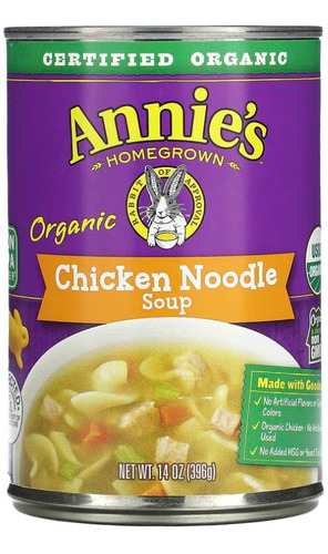 Annie's Homegrown, Sopa De Fideos Con Pollo Orgánico 396g