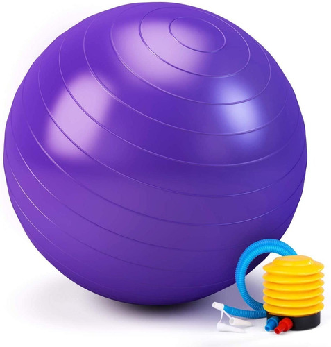 Pelota C Bomba D Aire Yoga Fitness Pilates Embarazada 55cm Color Morado