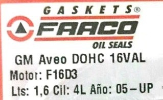 Empacadura Camara Aveo Original Metalica 2 Pases Fraco