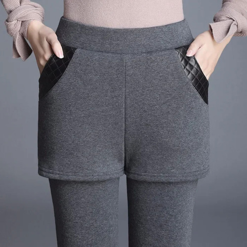 Mono Elástico De Cintura Alta Con Forro Polar Para Mujer