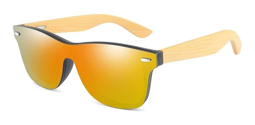 Gafas De Sol Espejadas Polarizado Uv400planas Brazo De Bambú