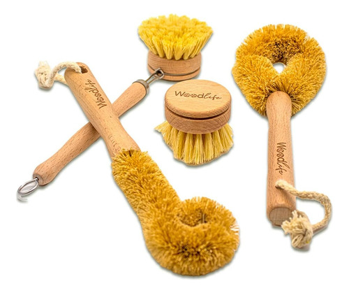 Set Utensilios De Limpieza Natural Biodegradable Bambú