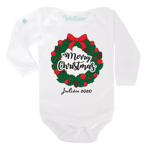 Body Para Bebé Personalizado Navidad Corona Merry Christmas