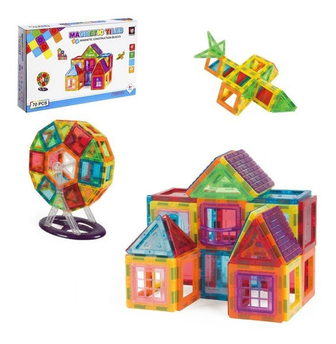 Juego De Bloques Magnéticos Construcción 70 Pzs Tiraboschi