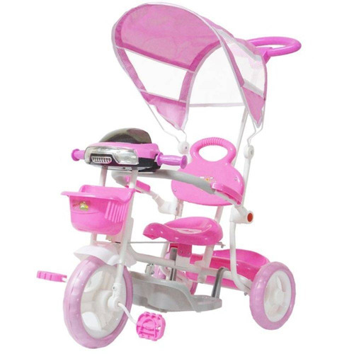 Carrinho Passeio Triciclo Infantil Com Empurrador - Rosa