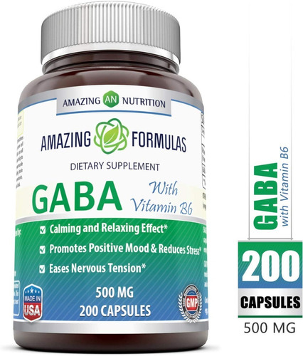 Gaba B6 500mg 200 Capsulas Acido Gamma Aminobutirico Eg G5