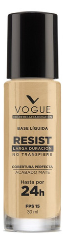 Base de maquillaje líquida Vogue Resist Todo el día Base líquida Resist tono avellana - 30mL 30g