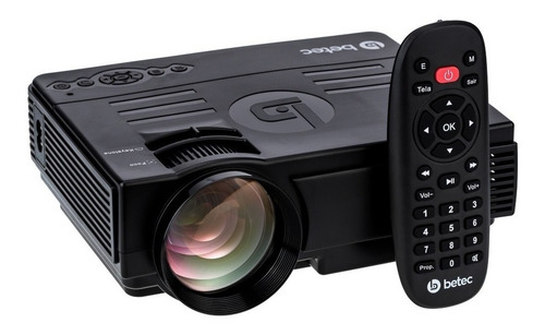 Mini Projetor Led Portatil Betec - 1200 Lumens - Bluetooth Cor Preto 127/220V