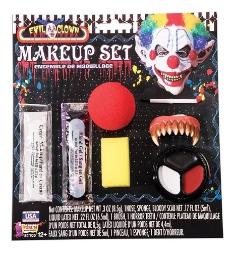 Kit Maquillaje Payaso Asesino 81105 Halloween Disfraz Teatro