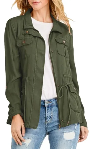 Chaqueta para Mujer Verde Militar Cazadora Denim - Alma Verde Militar –  Molgoa