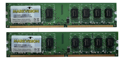 Kit 2 Uni Memória Ddr2 2gb 800 Mhz 4gb (2x2gb) Original 