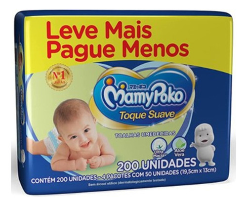 Kit 4 Pacotes De Lenços Toalhas Umedecidos Mamypoko 200 Unid