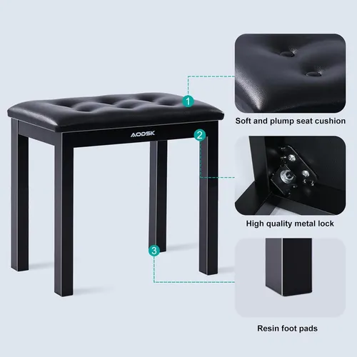 Banqueta De Piano Cojín Acolchado, Material De Patas D...