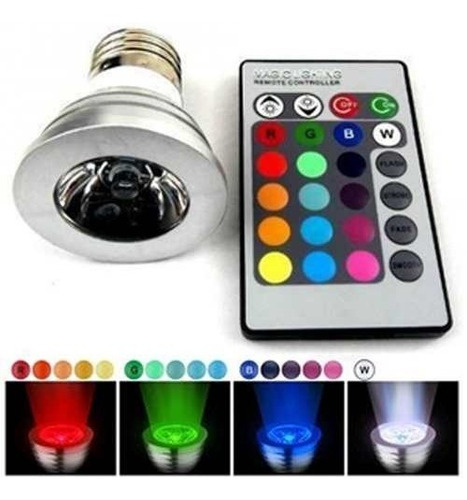 Imagem 3 de 6 de Lâmpada Super Led Rgb Vela 3w E27 110~220v Controle