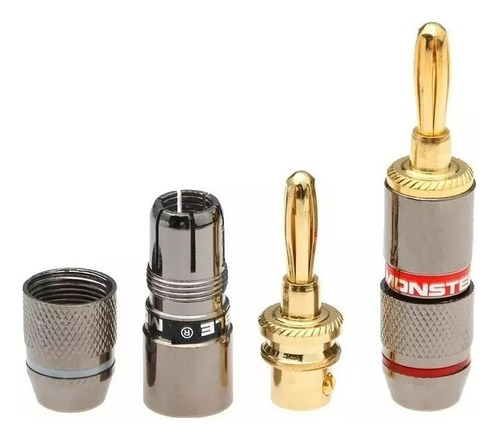 2 Conectores Audio Plug Tipo Banana Chapada En Oro