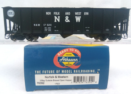 Athearn  Hopper 3 Bahías Abierto  40'  N & W   Ho Escala 308