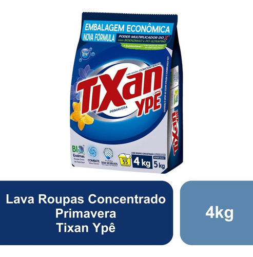 Lava Roupas Concentrado Primavera Sachê 4kg Tixan Ypê