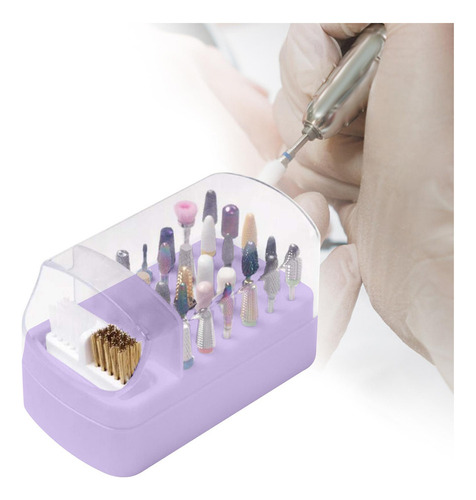 Soporte Para Brocas De Uñas 2 En 1, Estuche Para Violeta