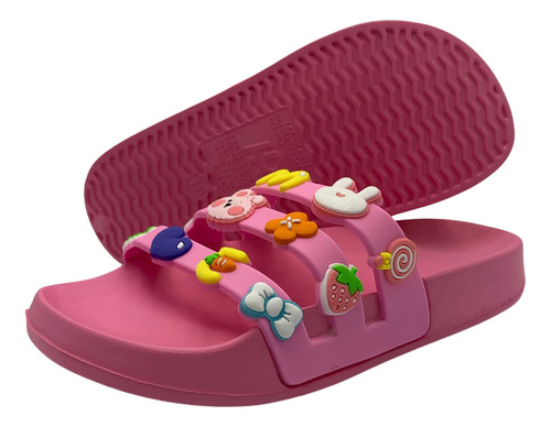 Sandalia Slide Niña Moda Juvenil Pines Comoda Tallas 17 A 22